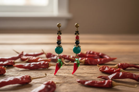 New Mexico Red Chili Bronze earrings