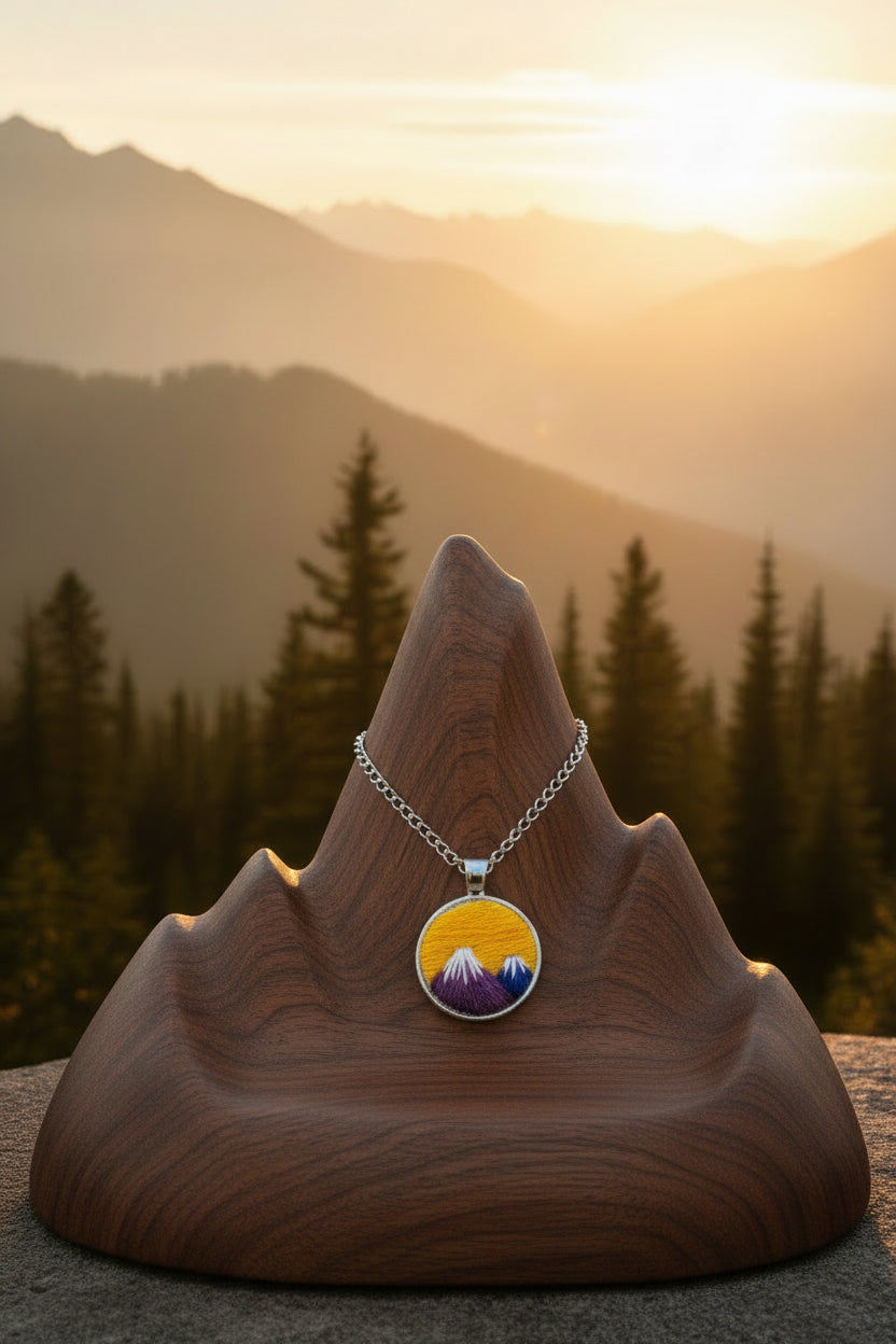 Embroidered Mountain Pendant