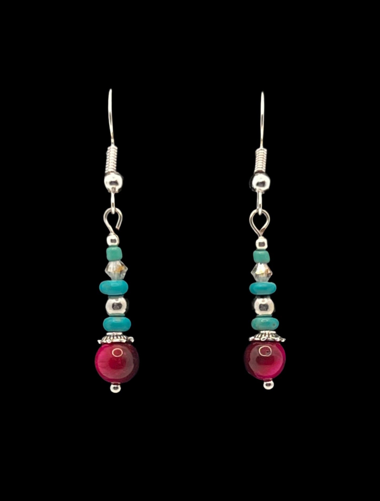 Red Tiger Eye and Turquoise Earrings
