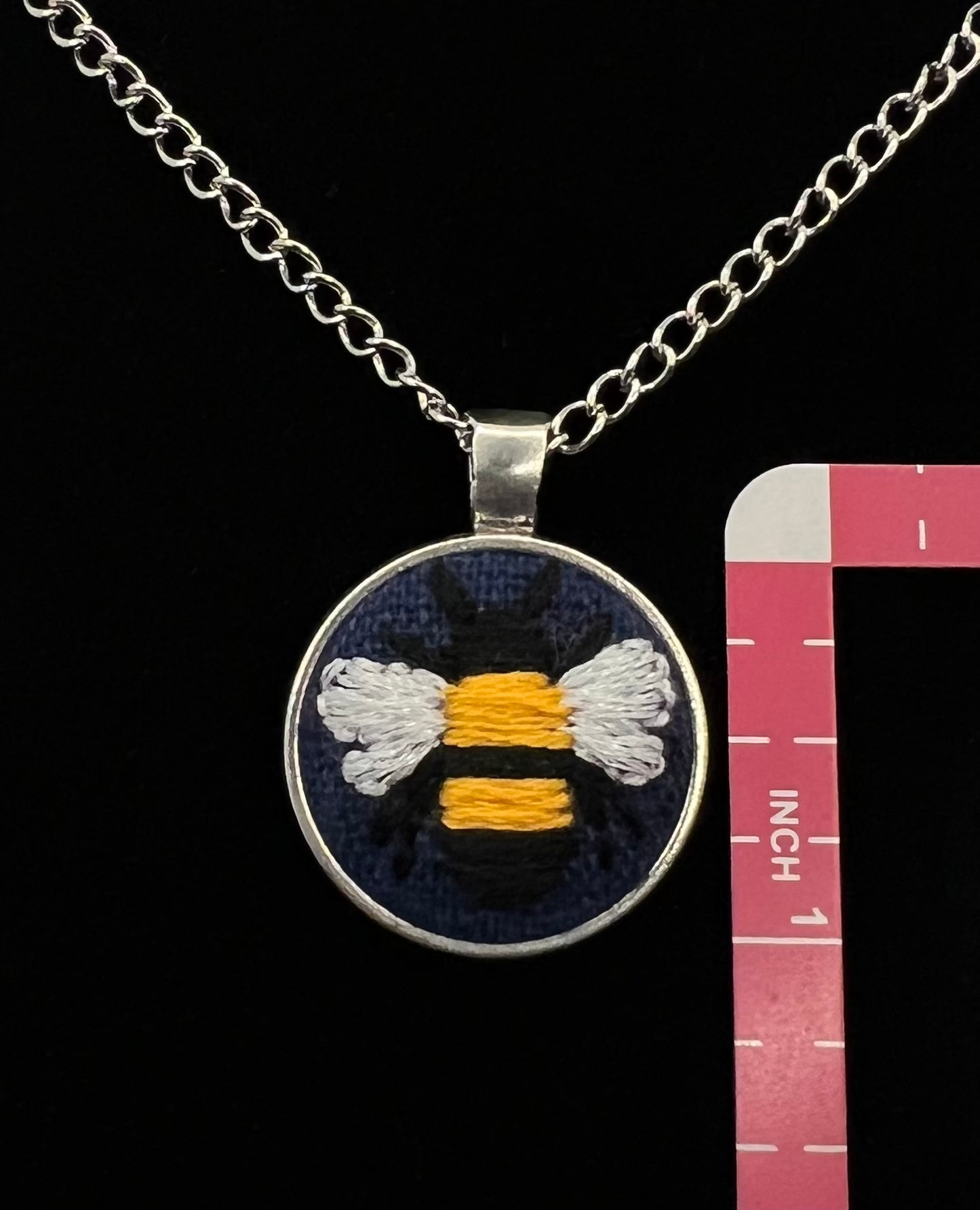 Bee Embroidered Pendant
