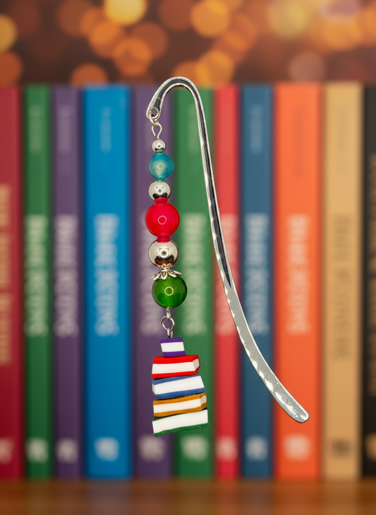 Silver Stack of Books Bookmark