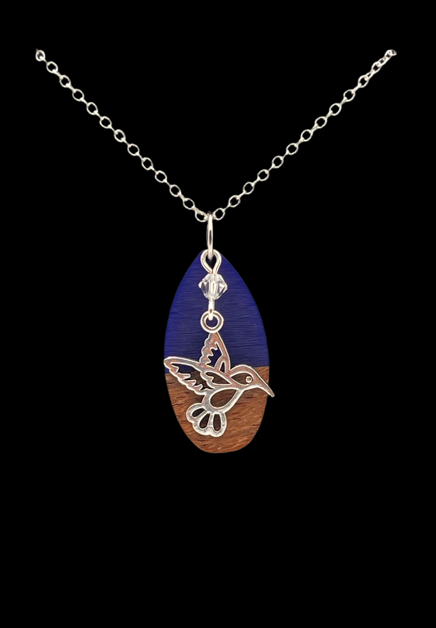 Hummingbird Epoxy Resin/Wood Necklace