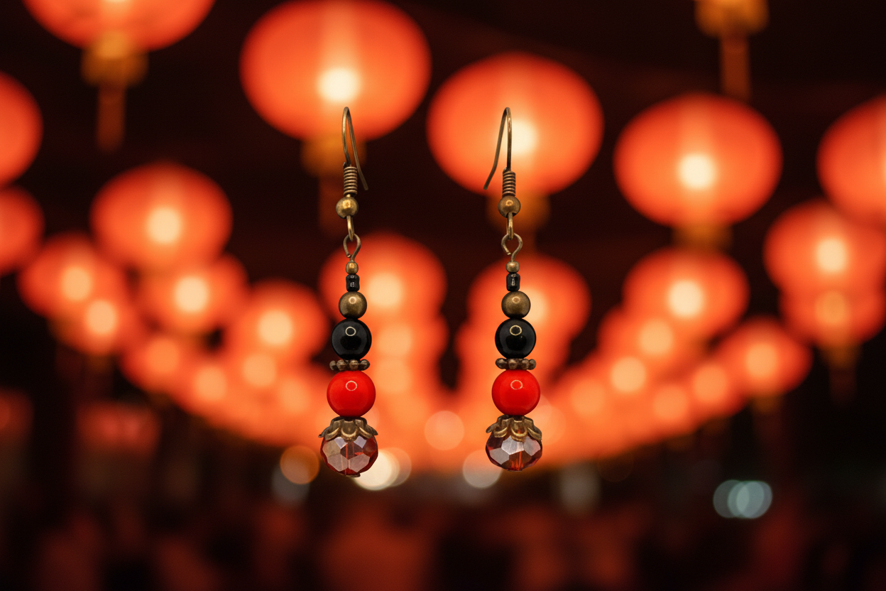 Beautiful Dark Orange & Black Lantern themed Earrings