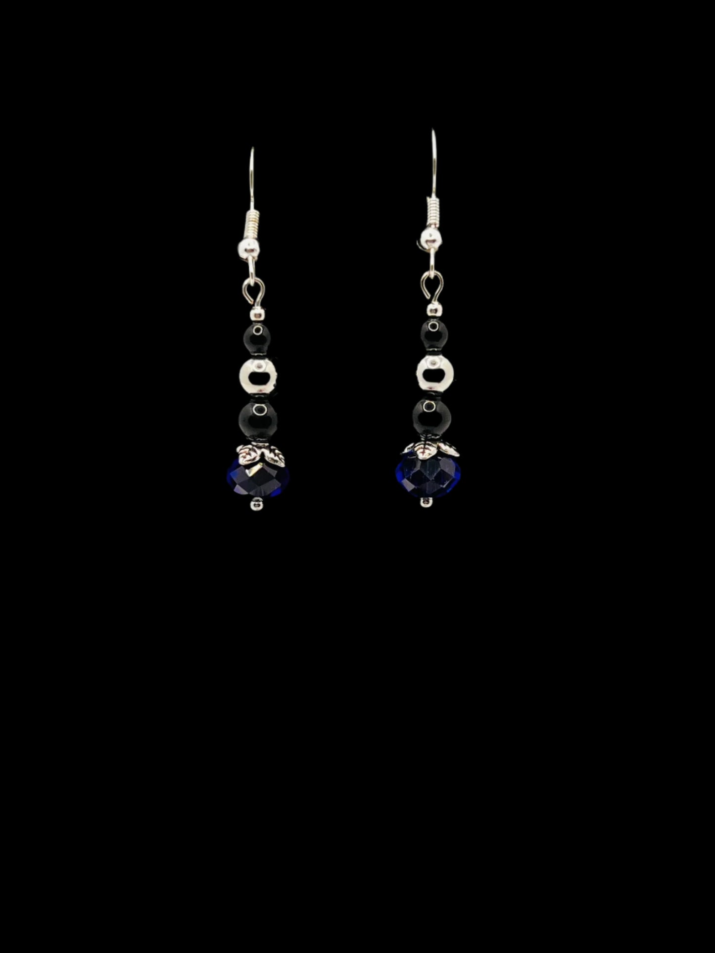 Dark Blue and Black Dangle Earrings