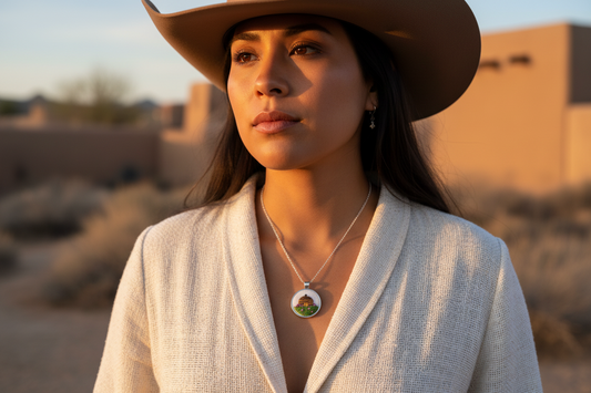 Navajo Hogan Purple Flower Pendant
