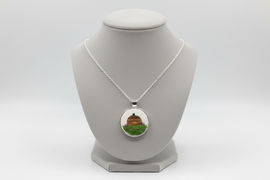 Navajo Hogan Purple Flower Pendant