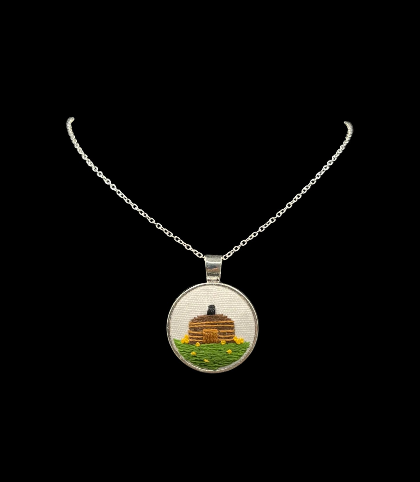 Navajo Hogan Yellow Flower Pendant