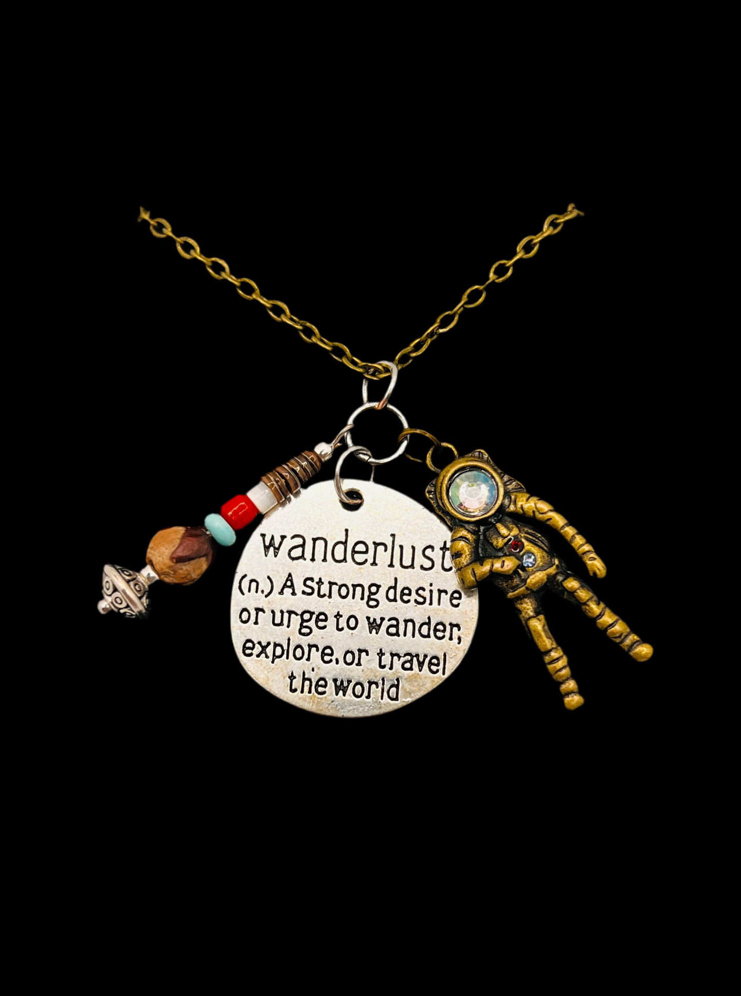 Wanderlust & Astronaut Cluster Pendant Necklace