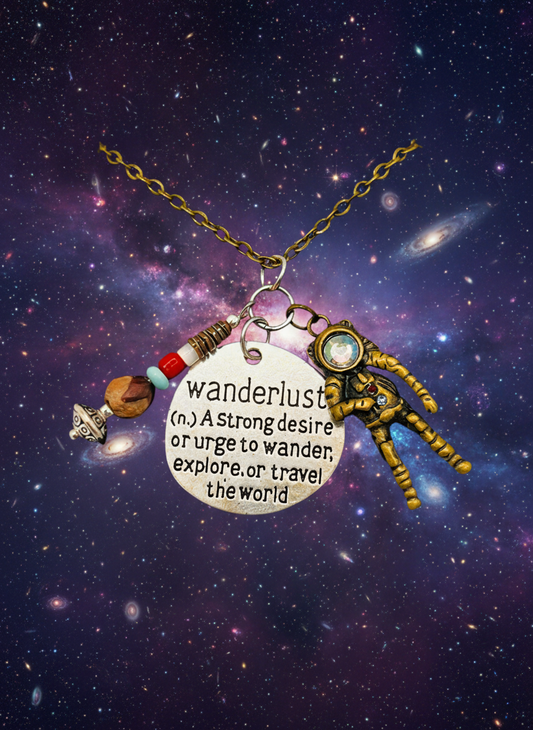 Wanderlust & Astronaut Cluster Pendant Necklace