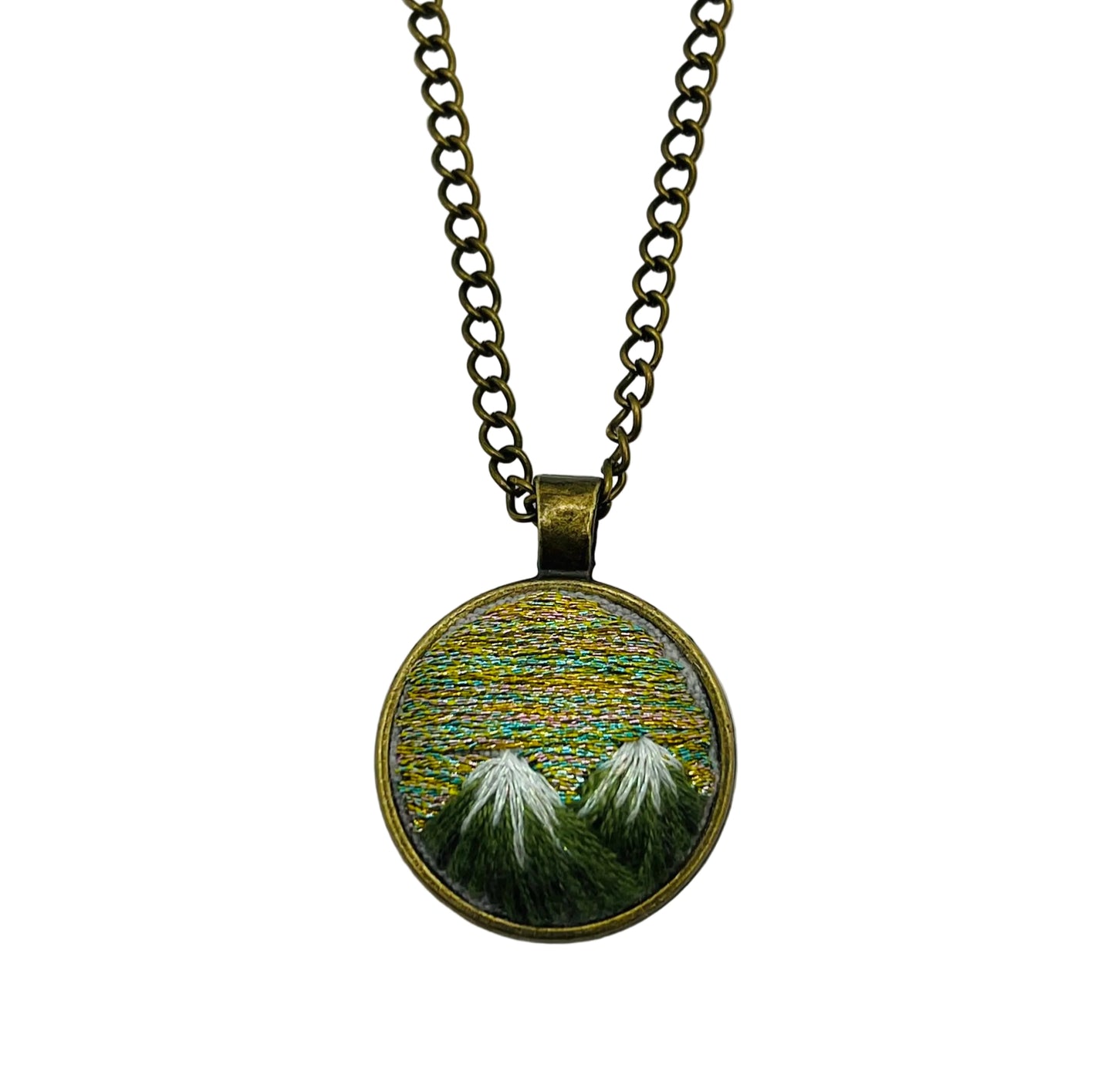 Embroidered Bronze Pendant