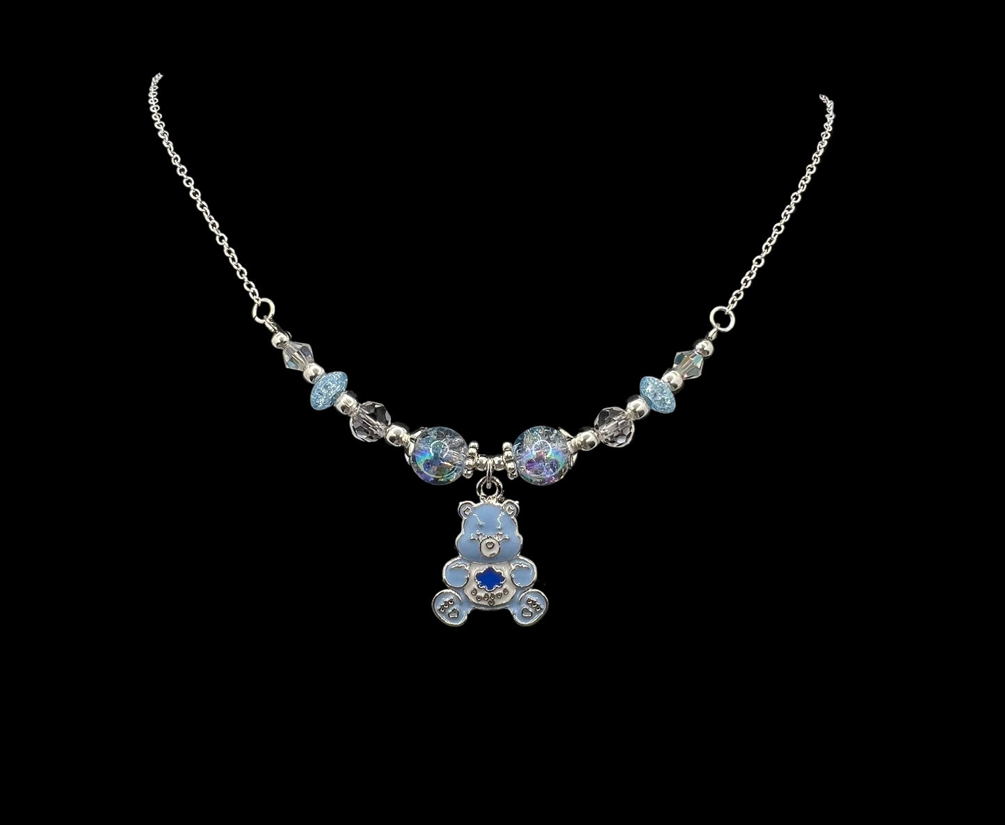 Grumpy Care Bear Themed Beaded Wire Chain Necklace