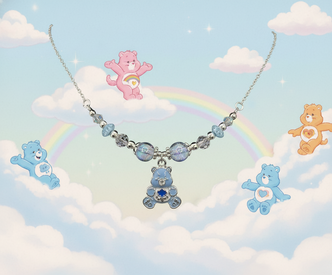 Grumpy Care Bear Themed Beaded Wire Chain Necklace