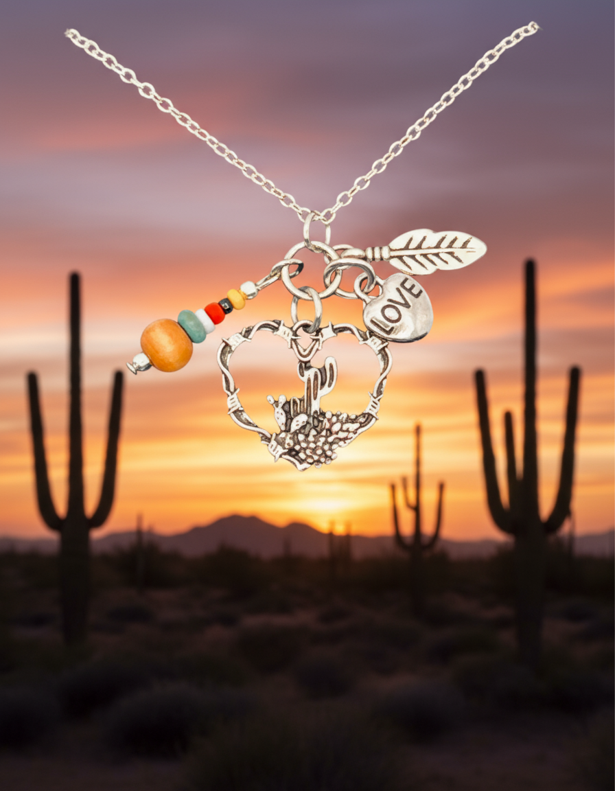 Desert Heart & Love Necklace