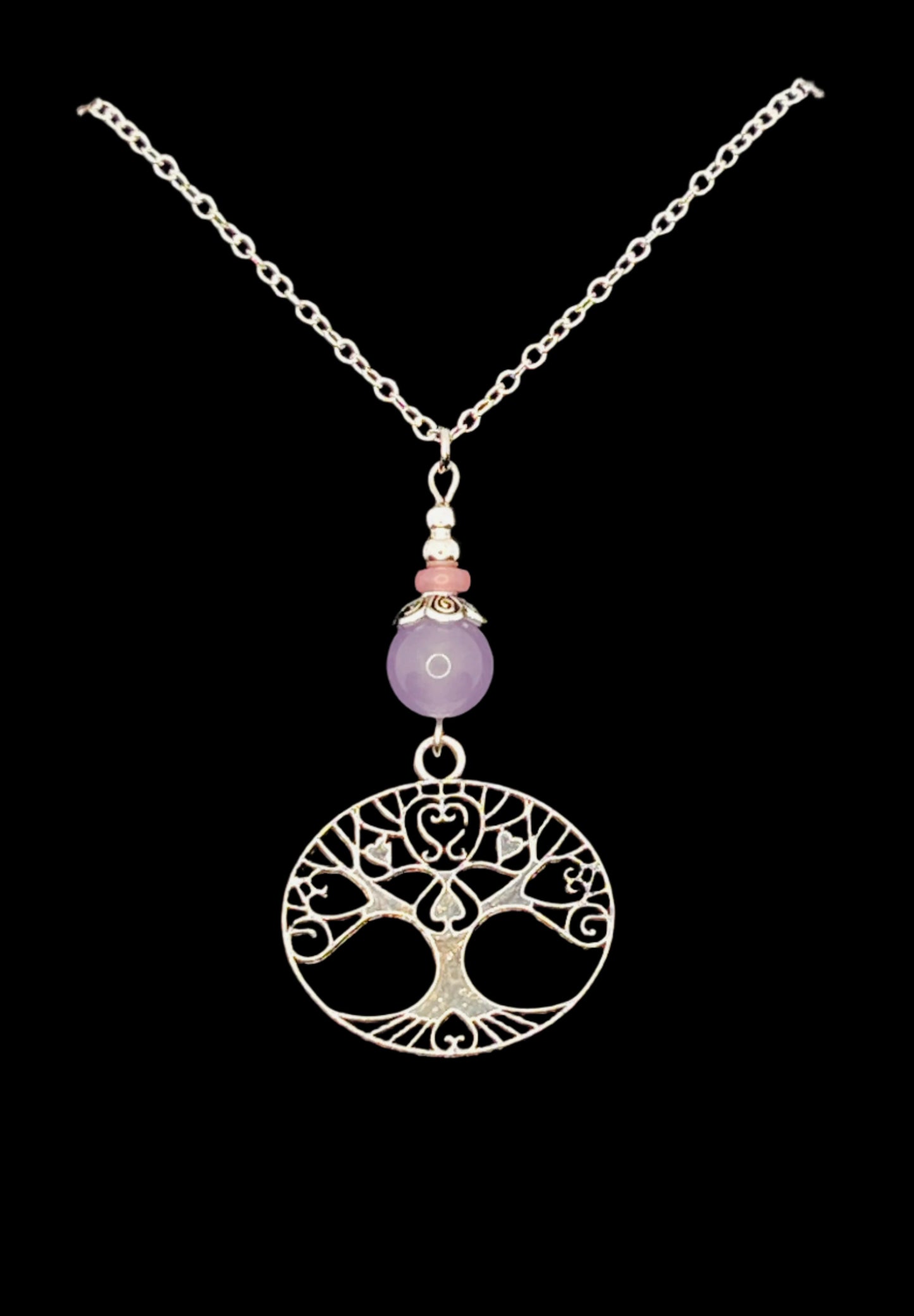 Tree of Life Dangle Necklace (Translucent Purple & Pink)