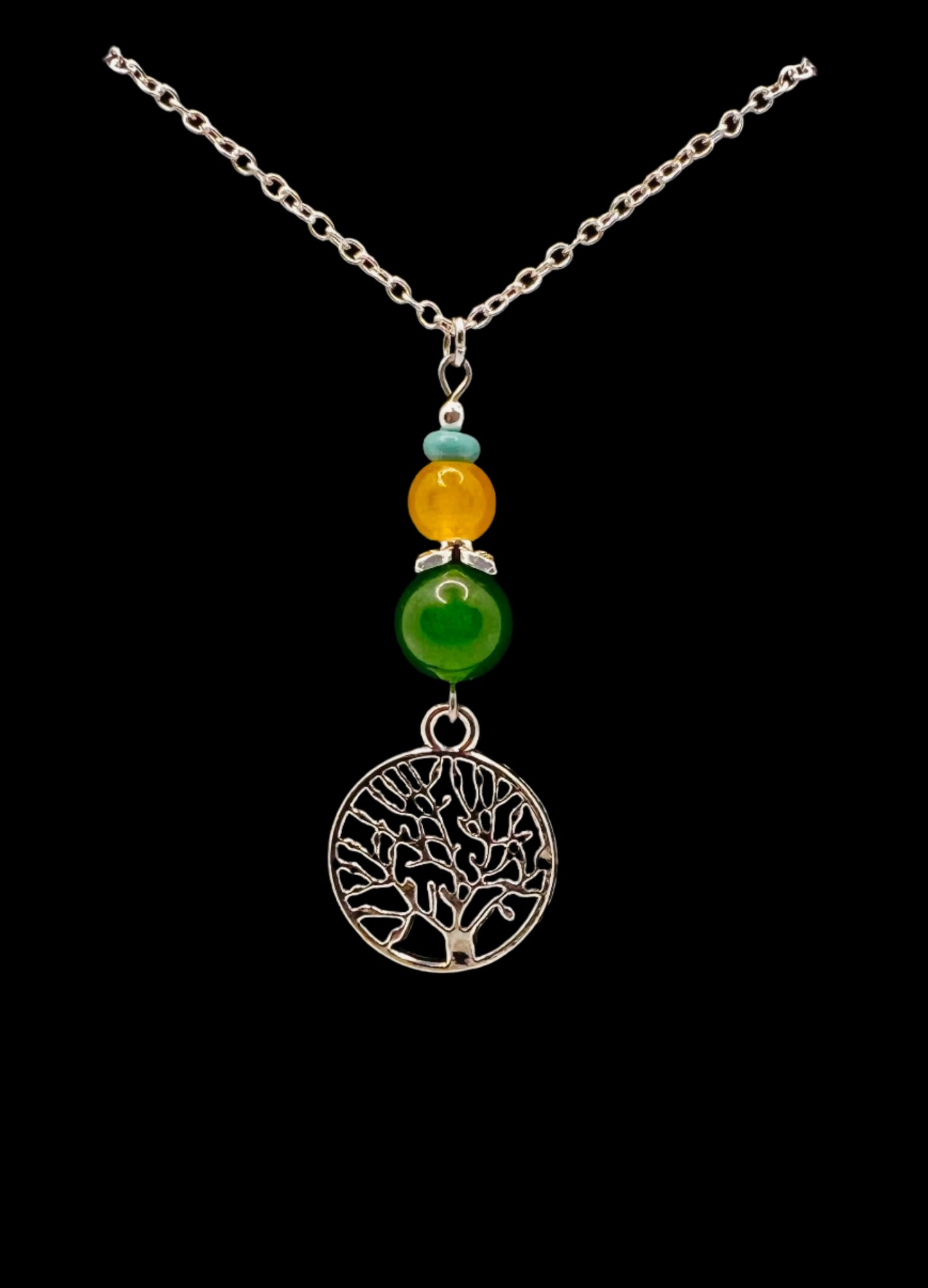 Tree of Life Dangle Necklace (Green, Yellow & Turquoise)